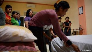 Indonesian domestic maids train in Jakarta (file image)