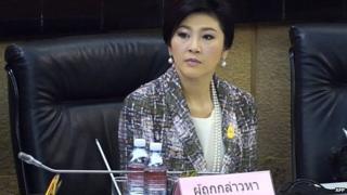 Former Prime Minister Yingluck Shinawatra at her impeachment hearing, 22 January 2015
