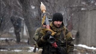 Pro-Russian rebel near Debaltseve