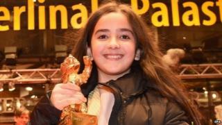 Hana Saeidi holds the Golden Bear award in Berlin, Germany, 14 February 2015