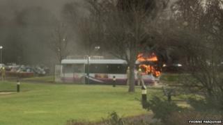 Bus on fire