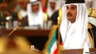 Qatari Emir Qatari Emir Sheikh Tamim bin Hamad Al Thani - shown in Doha in 2014