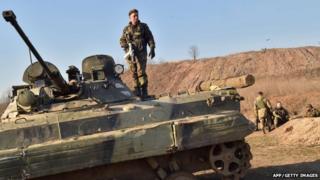 Ukrainian forces on front line near small eastern Ukrainian city of Kurakhove, Donetsk