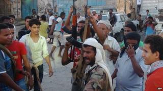 Supporters of President Hadi in Aden