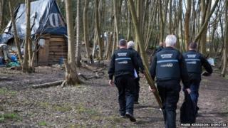 Enforcement officers at the site