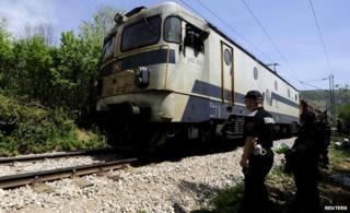 Police inspect the scene near Veles