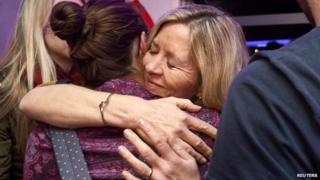 Family hugging