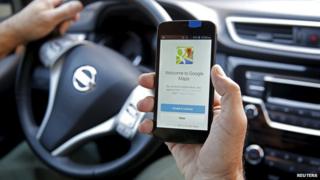 Man using Google map app in Sarajevo