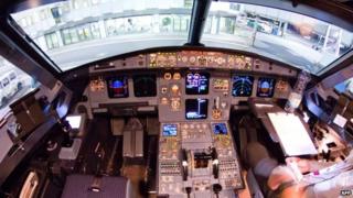 The cockpit of the Germanwings Airbus A320 plane (22 March 2015)