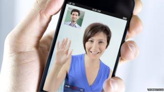 person has a video call with another over 3G mobile network