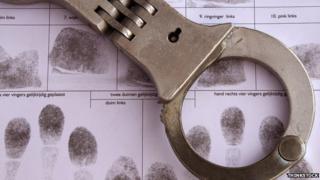 Handcuffs and fingerprints
