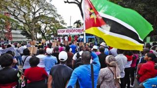 Mozambicans protest against xenophobic attack in South Africa in Maputo. 25 April 2015