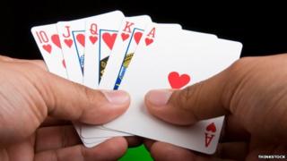 Royal flush of playing cards