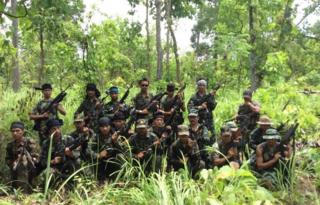 The joint Naga-Manipuri rebel party which attacked the Indian troops killing 18 last week -- photo released by NSCN (Khaplang faction)