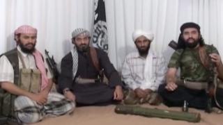 From left: Hurayrah Qasim al-Raymi, Said al-Shihri, Nasser al-Wuhayshi and Mohammed al-Awfi (January 2009)