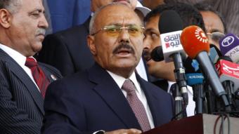 Picha ya Ali Abdullah Saleh akihutubu Sanaa, Yemen (24 August 2017)