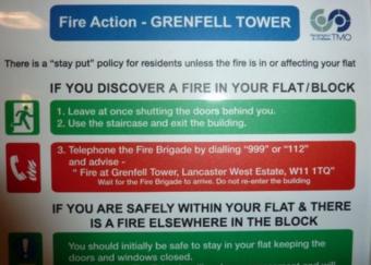 Grenfell tower fire sign
