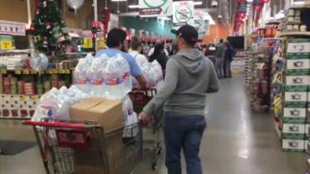 Residents stood in cues past midnight on Wednesday to stock up on bottled water