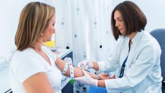 Woman getting blood test