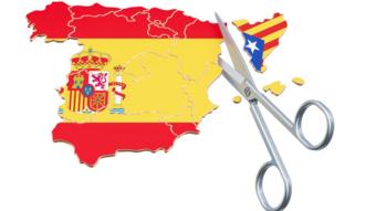 Map of Spain Catalonia cutting, each not with their flags