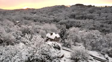 The snow led to picturesque scenes in Ironbridge, Shropshire