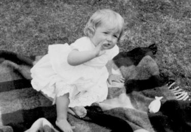Diana at Park House, Sandringham, on her first birthday.