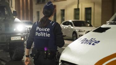 A policewoman during an operation in Brussels on 25 August 2017