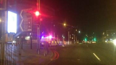 Police close the entrance to Belgrave Middleway from Bristol Road