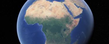 A satellite image of the African continent and Arabian peninsula from space