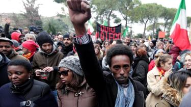 anti-racism rally in Macerata