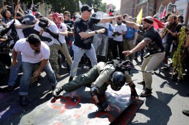 People clash at a rally in America.