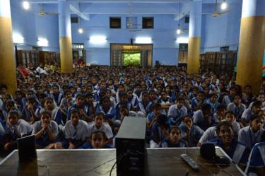 Indian schoolchildren at a government school in Delhi