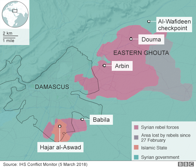 Map of Damascus and Eastern Ghouta