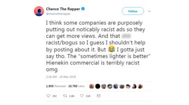 A tweet by Chance the Rapper