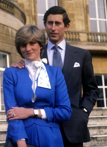 Charles and Lady Diana Spencer at Buckingham Palace after the announcement of their engagement.