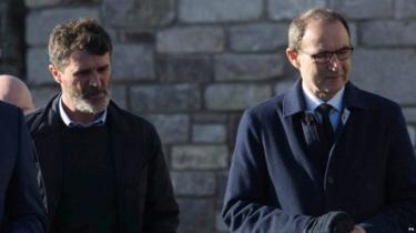 Roy Keane and martin O'Neill at the funeral