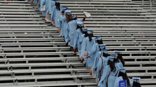 Estudiantes graduados en universidad de Nueva York.