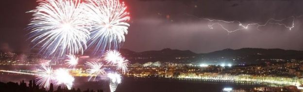 Bastille Day fireworks in Nice, France