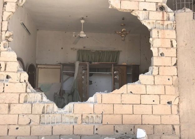 Una propiedad arruinada en Sukhna, Siria.