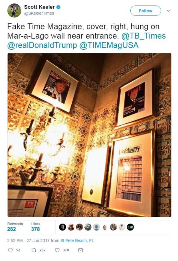 Dos fotos con la imagen de Trump en dos publicaciones.