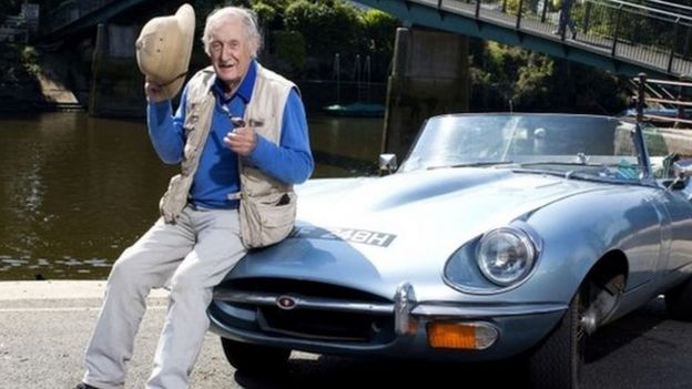 Trevor Baylis with his Jaguar