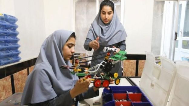 Two members of the Afghan robot team