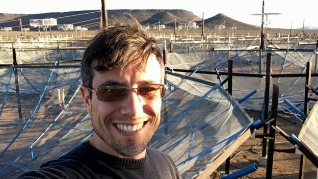 Aaron Parsons at a radio telescope array