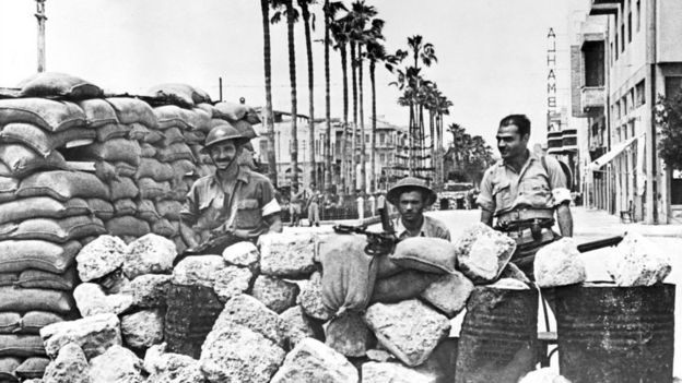 Una barricada en Jaffa durante la guerra árabe-israelí de 1948.