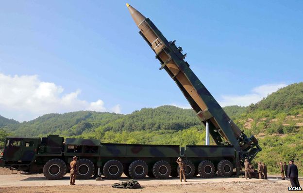 Misil Hwasong-14 en Corea del Norte.
