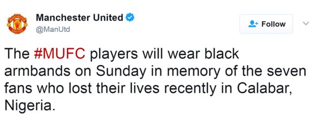 A screenshot of a tweet by Man United