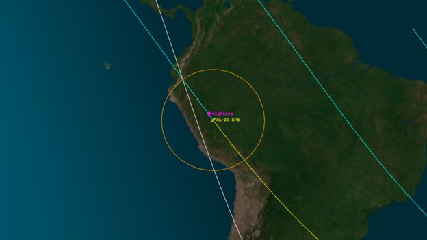 La compañía sin fines de lucro Aerospace señaló en su portal web que el objeto fue avistado reingresando en la atmósfera el 27 de enero sobre Pucallpa, en el norte de Perú.