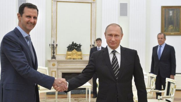 Bashar al Asad y Vladimir Putin, en Moscú, octubre 2015