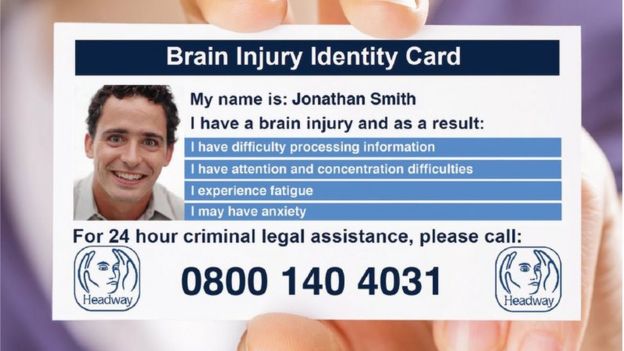 Mocked up Headway Brain Injury Identity Card