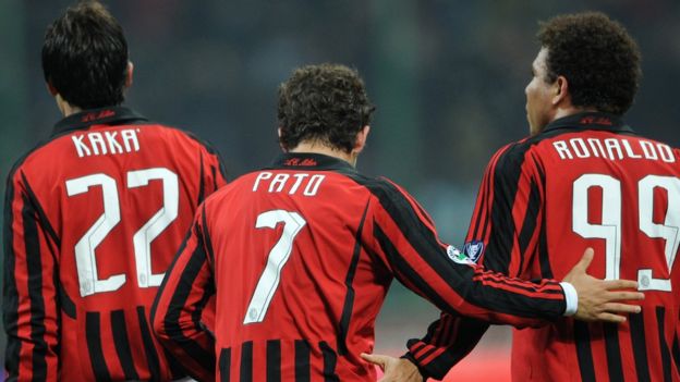 Kaká, Pato y Ronaldo en el Milan.